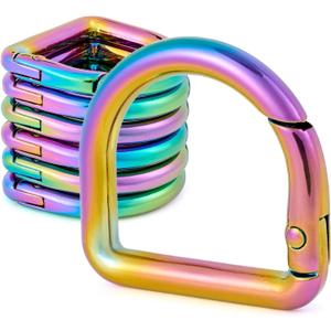 2 x 10pcs Metal D Ring Spring Key Hooks Keyring Clip for Keychain Buckle, Backpacks Handbag Purse Hardware, DIY Crafts (Rainbow)