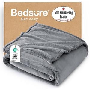 Bedsure GentleSoft Fleece Throw Blanket for Couch Grey - Lightweight Plush Fuzzy Cozy Soft Blankets and Throws for Sofa, 50x60 inches