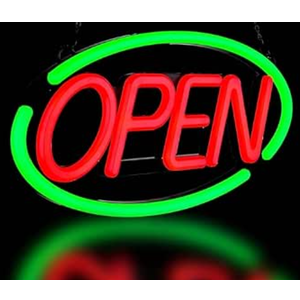 GreenCube 24'' X 12'' Ultra Bright LED Open Sign - Remote Controlled - Get Your Business Seen Day or Night (Green/Red)