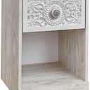 Signature Design by Ashley Paxberry Bohemian 1 Drawer Nightstand with Open Cubby, 22.09" Tall, White, Small