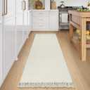 Collive Long Hallway Runner Rug 2.6' x 7', Washable Runners Indoor Entryway Rug, White/Beige Braided Woven Kitchen Carpet Low Profile Front Door Mats for Laundry Room Bedroom Doorway