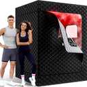 KASUE Upgraded 2 Person Sauna Box, Portable Infrared Sauna with 5-Layer Waterproof, 2 Steamers, 2 Folding Chair, 71x 36x 49 for Indoor, Outdoor, Gym, Spa, Carbon Black