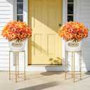 6 Bundles Artificial Flowers for Outdoors Indoor Decor, Vintage Silk Flowers Realistic UV Resistant Fake Flowers Faux Plants for Garden Patio Porch Box Home Decor (Mixed Color)