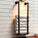 Towel Racks for Bathroom Wall Mounted 36 Inch,Industrial Pipe Storage Organizer Towel Holder(Black)