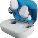 Skullcandy Grind Wireless Earbuds, Bluetooth Headphones, Up to 40 Hours Battery, Noise Isolating Fit, Microphone for iPhone Android, Customizable via Skull-iQ App - Light Grey/Blue