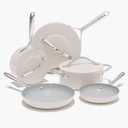 Ceramic Nonstick Pots and Pans Set Ceramic Cookware Set 8-Piece - Non-Toxic & PTFE/PFOA/PFAS Free, Induction Compatible, Oven & Dishwasher Safe to 500F, Cream
