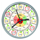 Educational Wall Clock - Silent Movement Time Teaching Clock for Teacher's Classrooms and Kid's Bedrooms (Silver/Multicolor Apple)