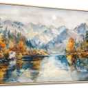 Wood Framed Canvas Wall Art for Living Room Large Wall Decor for Bedroom Forest Mountain Landscape Paintings Office Decorations Farmhouse Home Mural Watercolour Pictures Artwork 20x40 in (40L" x 20W")
