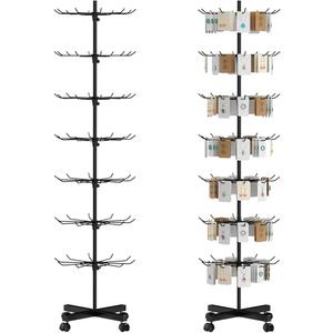 Hypergiant Retail Display Stand 7 Tier Rotating Rack For Store Display Shelves, Jewelry Keyring Socking Hats, Movable Shop Spinner for Toys Show, Black, Adjustable height
