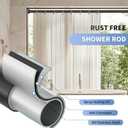 Black Shower Curtain Rod 34-82 Inches(2.8-6.8ft) Never Rust Adjustable Shower Rod Spring Tension Non Slip No Drilling Shower Rods for Bathroom Garland Window
