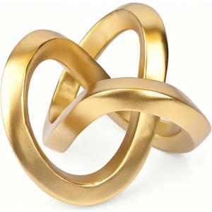 Knot Geometric Sculpture Decor,Mid Century Modern Abstract Figurines,Home Decor Statue,Bookcase Decor,Decorative Accents for Living Room, Coffee Table, Office Desktop, Shelf (Gold)