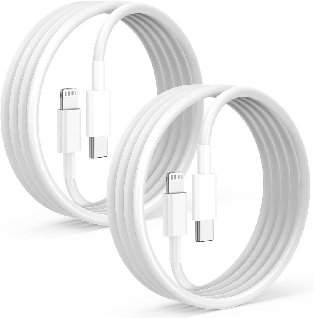 2Pack for iPhone14/13/12 Fast Charger Cable 6ft [Apple MFi Certified], USB Type C to Lightning Cable 6 Foot Apple iPhone Charging Cord for iPhone14 13 12 Pro XR XS Plus (White)