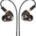 Vibes 202 Wired Earbuds - HiFi in Ear Monitor Headphones  Professional Noise Isolating Ear Buds - Clear Sound, Deep Bass & Comfort-Fit IEM Earphones - MMCX to 3.5mm, Silver Plated Cord, Carrying Case (1-Black)