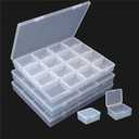 CHSZCHOMER Large Bead Storage Box - Grids Clear Organizer, 4 Pack,Portable for Jewelry,Diamonds,Hardware,Craft Accessories Grid Plastic Box,Oil Painting Color Palette,Ring Earring Storage Box
