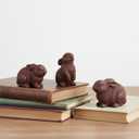 Thyle 3 Pcs Easter Bunny Figurines Decor Small Resin Bunny Easter Decorations Chocolate Brown Rabbit Statues Ornaments for Spring Home Table Centerpiece Living Room Decor