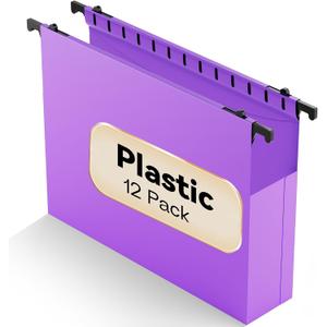 Nordun Plastic Extra Capacity Hanging File Folder Letter Size,12 Pack Reinforced Purple Hanging Folders Expandable,Heavy Duty Folders 2 Inch Expansion,Hanging File Organizer Designed for Bulky Files