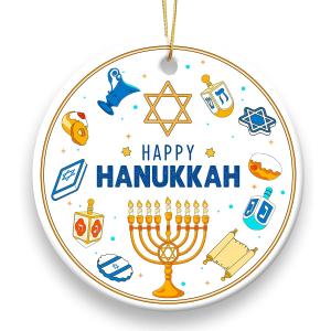10 x Hanukkah Ornaments 2025 - Happy Hanukkah Ornament for Tree, Jewish Home Decor, Chanukkah Gifts for Women, Men, Friend, Family, Coworker