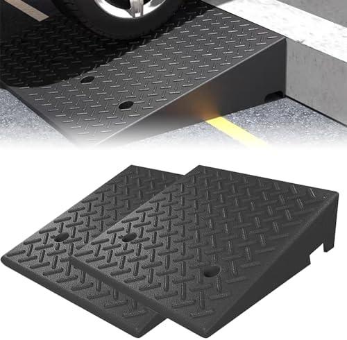 Lakexus 2PCS Rubber Curb Ramp, 20"*20"*7" Rise Threshold Ramp, Heavy Duty 7000Lbs Capacity Driveway Curb Ramp, Portable Shed Ramps for Low Cars Vehicle Motorcycle Wheelchairs Bikes