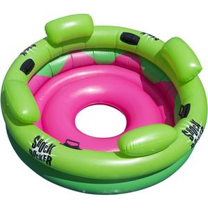 SWIMLINE Inflatable Island Pool Lounger Multi-Person Conversation Float with Backrest & Armrests, Large 75", Shock-Rocker Style, Green & Pink