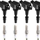 Ignition Coil Pack UF764 & Iridium Spark Plugs 93175 Set of 4, for Hyundai 2015-2019 Sonata Tucton | Optima Sorento Sportage Stinger | Genesis G70 G80 G90 2.0L 2.4L L4 Replaces# IC871 GN10730