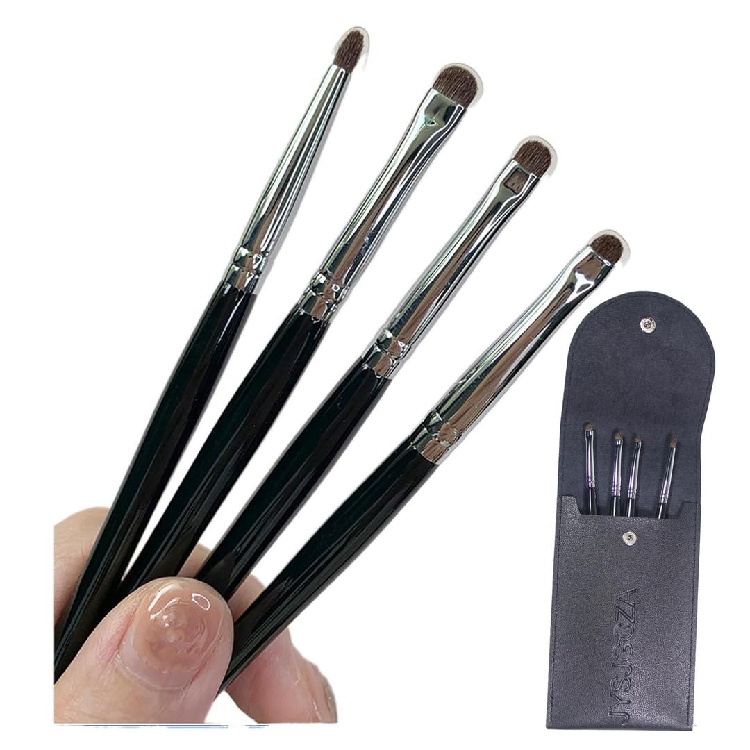 Eye Makeup Brush Set, 4 Pcs Professional Blending Eyeshadow Makeup Brushes for Concealer Eyebrows Eyeliner, Soft Hairs & Wood Handle
