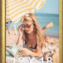 Wood 12x18 Frame Gold, Ornate Natural 18x12in Poster Picture Frame, Modern Golden 12 x 18inch Gallery Wall Photo Frame with HD Plexiglass, Horizontal Vertical Wall Mounting Display 1pcs