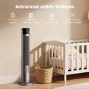OLIXIS Tower Fan for Bedroom, 60°Oscillating Fan with Remote, 25ft Far, 28dB Quiet Electric Standing Fan, 12 H Timer, 5 Speeds, 4 Modes, Bladeless Floor fan for Home, Office, Indoor, 36 Inch