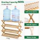 Bamboo Shoe Rack 4 Tier Collapsible - Shoe Rack for Entryway, Without Installation Storage Shelf Rack Perfect for Entryway Corridors Front Door Living Room Kitchen, Original Color, 9.8 x 26.7 x 26.7 inches
