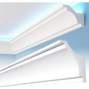 18 Pcs 47.24(Total 70.9 Ft) Ceiling Crown Molding with LED Duct Kit for Seamless Ambient Accent Lighting Waterproof Channel for Easy LED Trim Moulding Strip Installation(Rear Groove)