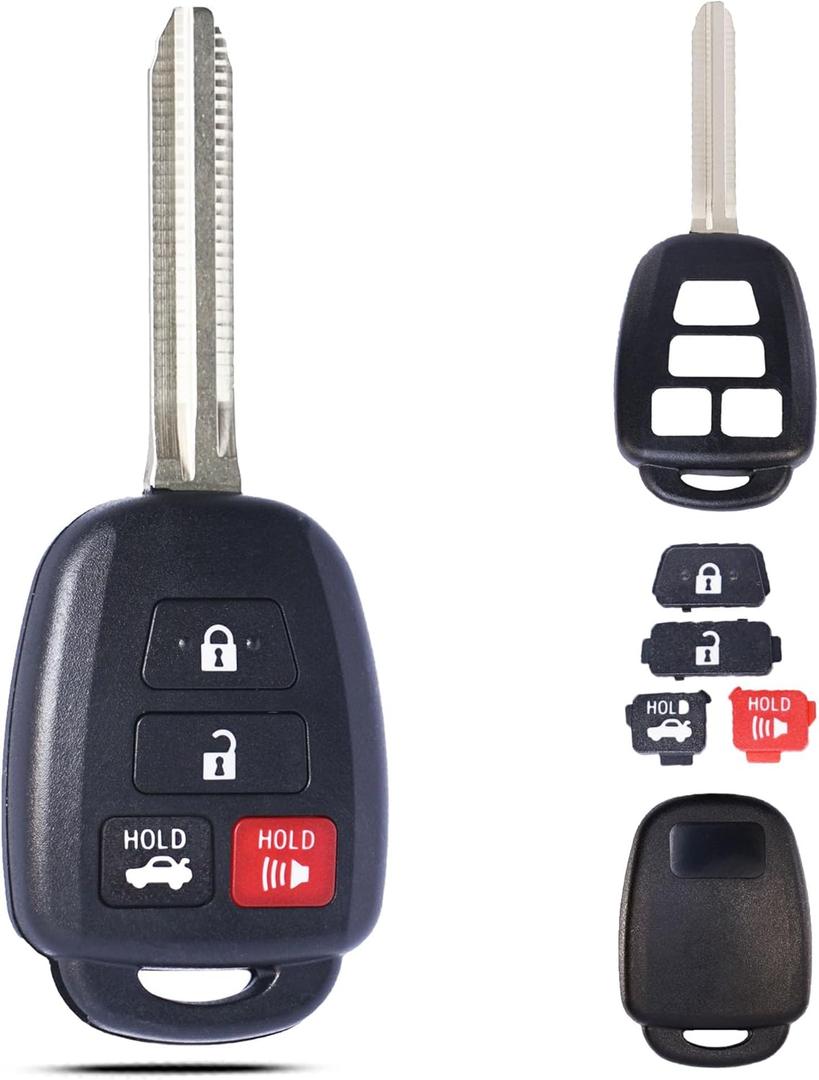 Key Fob Shell Case Replacement Fits for Toyota Camry Corolla RAV4 Highlander Tacoma Yaris Scion 2012 2013 2014 2015 2016 2017 2018 2019 Keyless Entry Remote Control Head Uncut Key Pad Cover