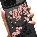 OOK Case for Google Pixel 9/9 Pro 6.3 Inch (Compatible with MagSafe) Floral Flowers Design Translucent Phone Cover Soft TPU + Hard PC Anti-Scratch Shockproof Magnetic Cute Case for Women - Pink