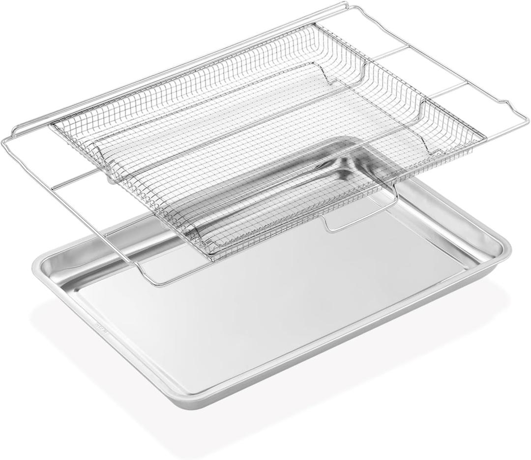 FRIGPEREAFT Air Fryer Tray Replacement for Frigidaire 30'' Ready Cook Oven 304 Stainless Steel 25x16.25 In Air Fry Rack Frigidaire Electric Wall Oven Range Parts Air Fryer Basket Set (Not 24'' Width)