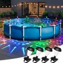 Solar Powered Pool Lights for Framed Above Ground Pools, Waterproof RGB Color Changing Light, Backyard Decor Accessories for Framed Swimming Pools, 4 Pack