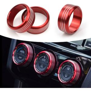 for Subaru AC Knob Cover Accessory Center Console Switch Volume Temp Control Button Ring Trim Compatible with Forester 2014-2018, Crosstrek XV 2013-2017,Impreza 2014-2016,WRX/STi 2015-2020 (Red)