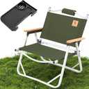 Camping Chair, Folding Aluminum Camping Chair with Side Table, Portable & Lightweight for Outdoor Camping, Picnic, Lawn, Fishing, Supports 265lbs (Green)