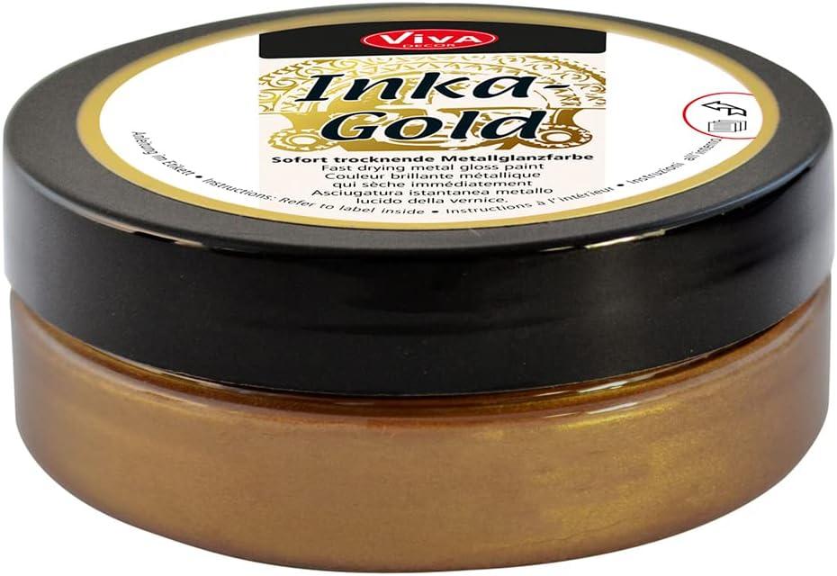 Viva Decor Inka Gold Gilding Wax2.3 oz (Golden Brown) - Wax-Based Metallic Polishing Paste. Quick-Drying Metal Shine, High Gloss Effects for DIY. Decor Paste for Wood, Clay & Terracotta