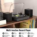 Vinyl Record Player with Two Stereo Speakers, Bluetooth Playback Turntable with 3 Speed AUX Headphone Input and RCA Out, Retro Black