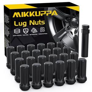 MIKKUPPA 24PCS M14x1.5 Lug Nuts - Replacement for Chevy Silverado 1500 Suburban Traverse, Ford F150, GMC Yukon Sierra 1500, Cadillac XT5 XT6 Aftermarket Wheels Black 2" Length 7 Spline Tire Nut