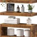 QEEIG Bathroom Floating Shelves for Wall - Shelf Over Toilet Paper Storage Farmhouse 16 inch Set of 3, Rustic Brown (028-40BN3) (15.7")