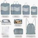 10 Set Compression Packing Cubes, Suitcase Organizer Bags Set for Travel Accessories, Lightweight Travel Essentials, Grey