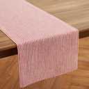 Solino Home 100% Pure Linen Table Runner 14x72 Inch - Narrow Stripe Red and White Cloth Runner 72 Inches Long for Dining Table, Dresser - Machine Washable - 4th of July