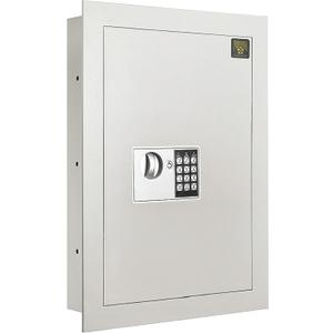 In-Wall Safe with Keypad and 2 Manual Override Keys - Protect Money, Jewelry, and Passports at Home or Business by Paragon Safes (White) (Light Gray)