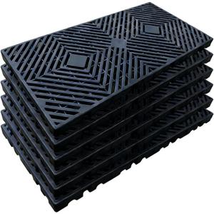 6 Pcs Plastic Pallets 23.6 x 11.8 x 1.18 Inch Lightweight Moisture-Proof Waterproof Floor Pallet with Breathable Grid Ventilation - Multi-Purpose Storage Pad for Garages, Kitchen, Basement, Attic