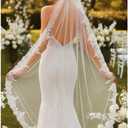 Aukmla Bride Wedding Veil Long Lace Bridal Veils 1 Tier Tulle Hair Accessories with Comb