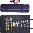 23 Pocket Tool Roll Up Bag for Wrenches & Spanners - Heavy Duty Oxford Organizer Pouch with Elastic Loops & Zipper Pocket, Portable Mechanic Storage Case for Motorcycle Truck Emergency Kit