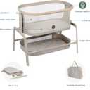 Maxi-Cosi Iora Baby Bassinets Bedside Sleeper, Portable Bassinet, Infant Bedside Sleeper Crib, Height Adjustable, Breathable Mesh, Large Storage Basket, Classic Oat
