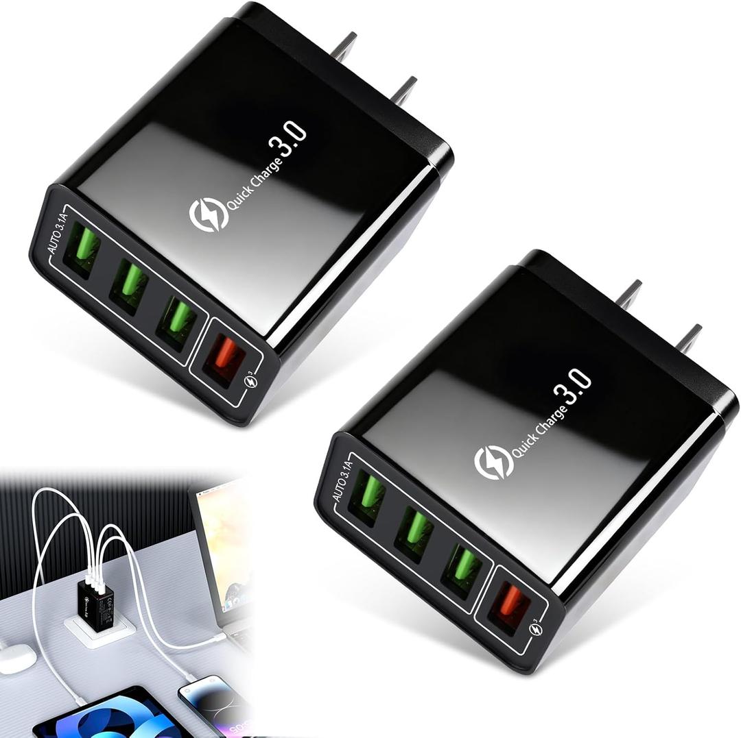 Pro Phone Charger, Pro Charger, 4-Port Wall with Intelligent Temperature Control,Travel Fast Charging,Wall Charge for Travel & Home,Universal Compatibility for All Phones (2 PCS)