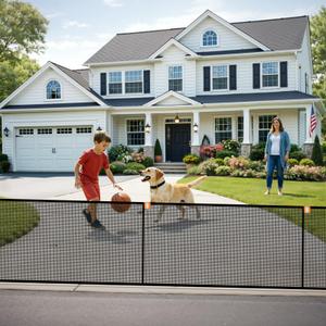 Driveway Net for Kids Safety – 36 FT Driveway Safety Net Barrier, Stops Basketballs from Rolling into the Street, 40 in Tall(Ebony)