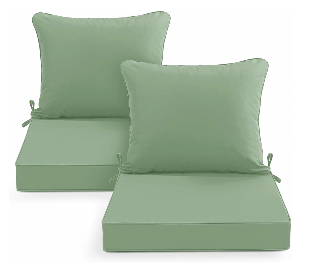 Summsun Outdoor Chair Cushions Set of 2, 24 x 24 Inch, Sage Green