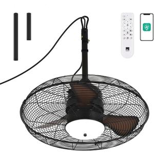 Orison 21'' Outdoor Ceiling Fan with Light, Waterproof Plug-in Gazebo Fan, Wet Rated Hanging Fan for Patio with Remote and App Control Brown